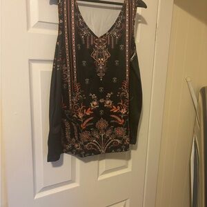 Black/multi V neck cami